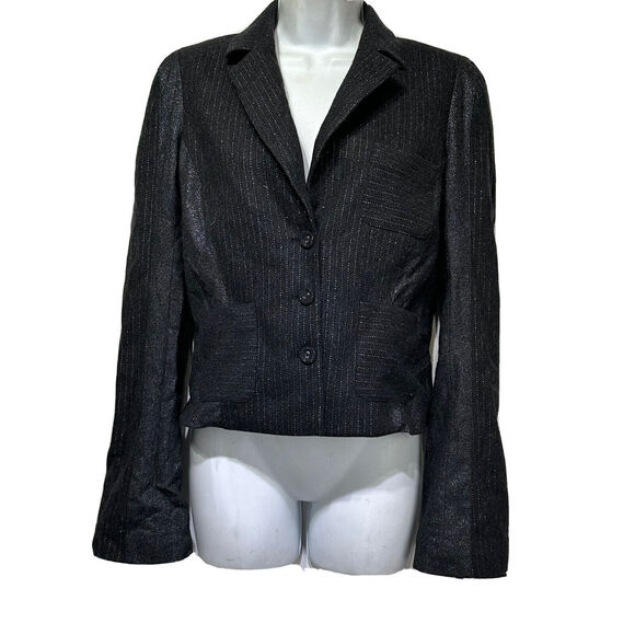 diane von furstenberg Poland gray wool stripe blazer jacket womens Size 10 - Picture 1 of 5